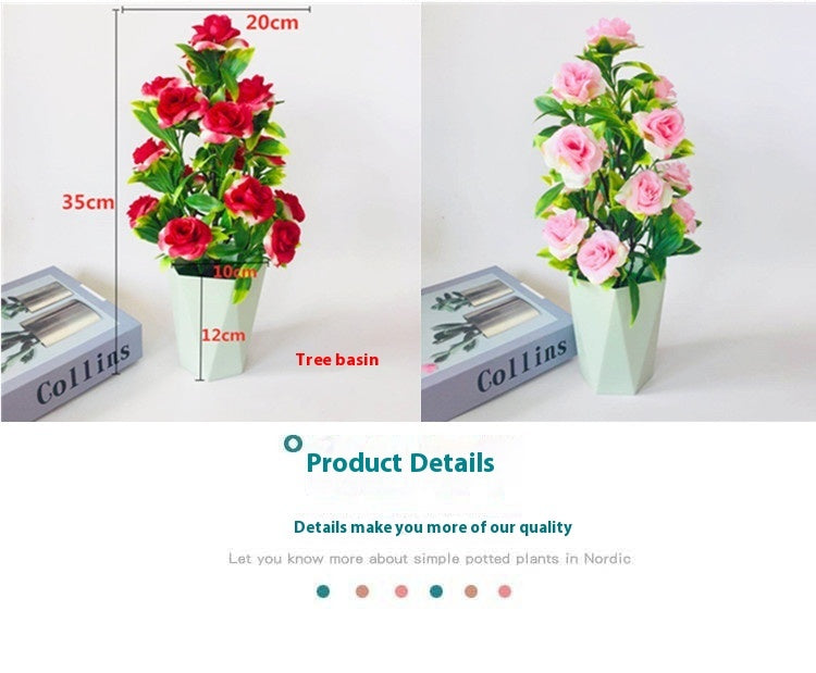 17 Flowers Tea Rose Artificial Flower Potting Decoration