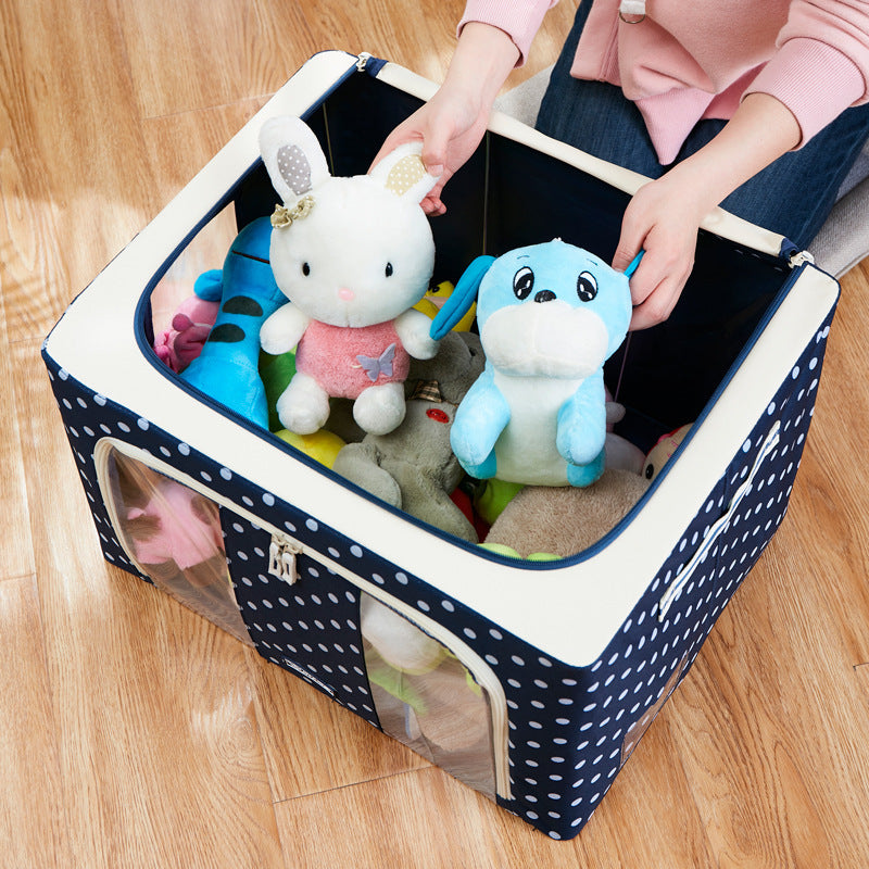 Double window fabric folding storage storage box