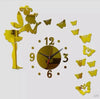 Butterfly Fairy DIY Clock Living Room Acrylic Mirror Sticker Wall Mute Creative Decoration