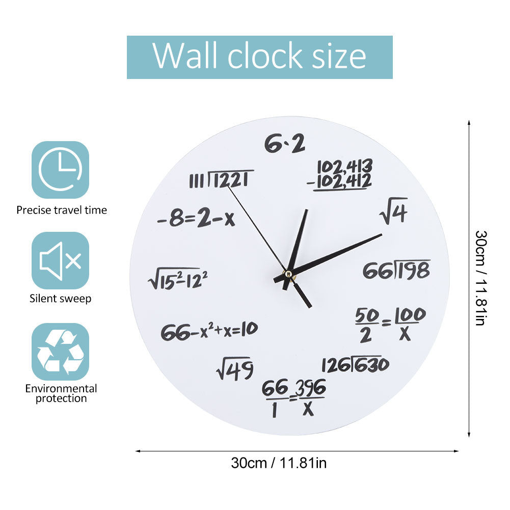 Wall Clock 3D Decoration Clock Mathematical formula for Kids Room Nursery Home Decor