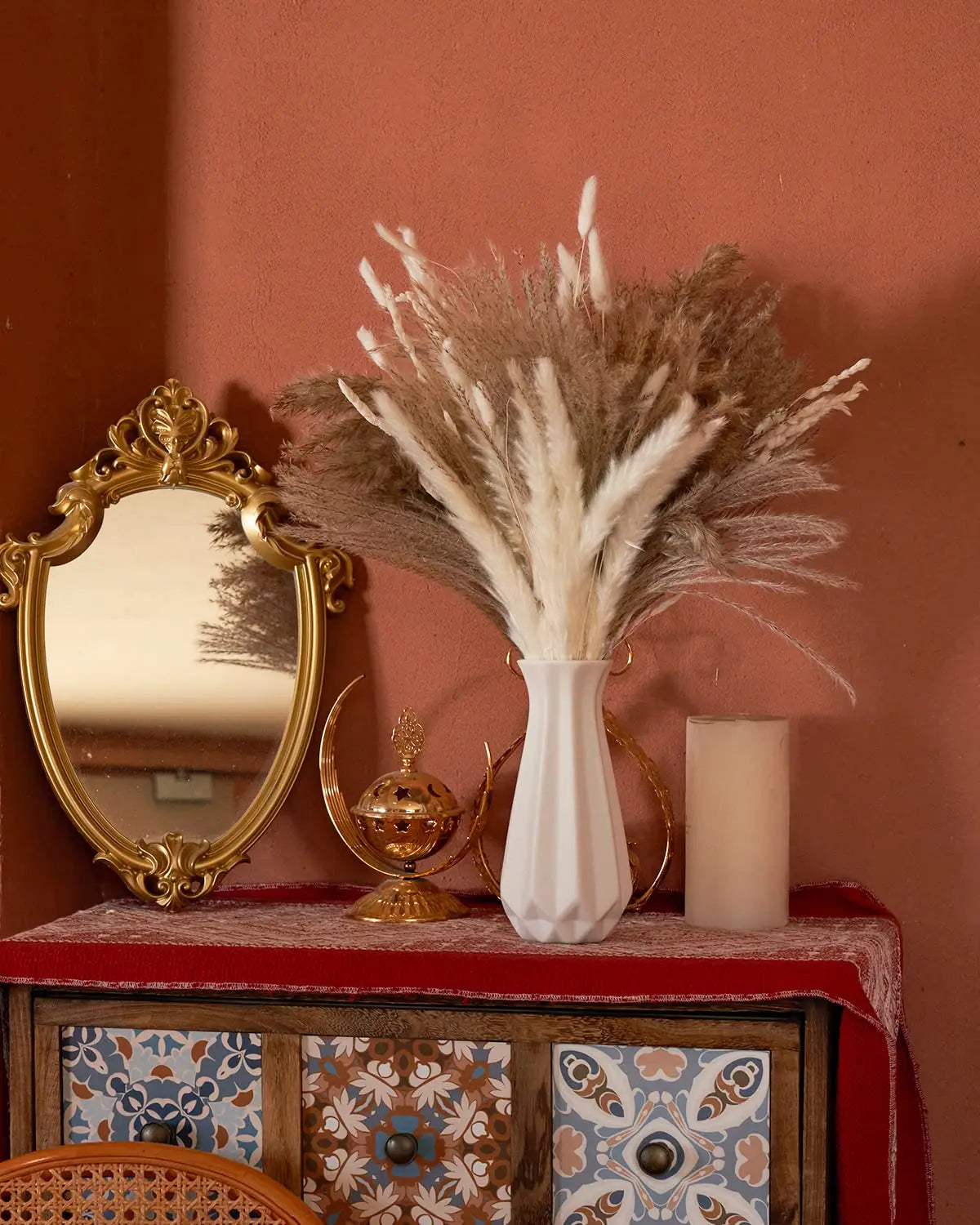 Dried Pampas Grass Decoration, Dry Flowers Bouquet Set for Living Room,Vase Arrangement,Wedding Bouquet Floral Home Decor