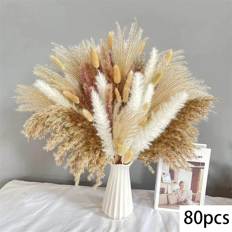 Dried Pampas Grass Decoration, Dry Flowers Bouquet Set for Living Room,Vase Arrangement,Wedding Bouquet Floral Home Decor