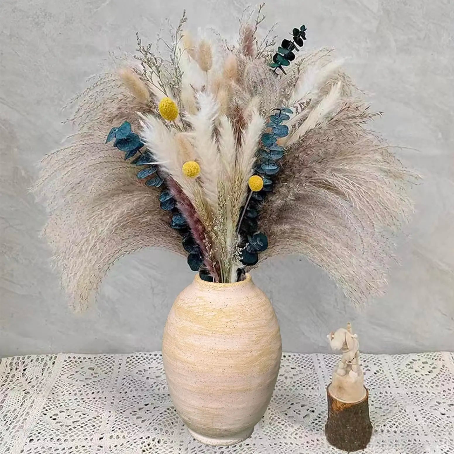 Dried Pampas Grass Decoration, Dry Flowers Bouquet Set for Living Room,Vase Arrangement,Wedding Bouquet Floral Home Decor