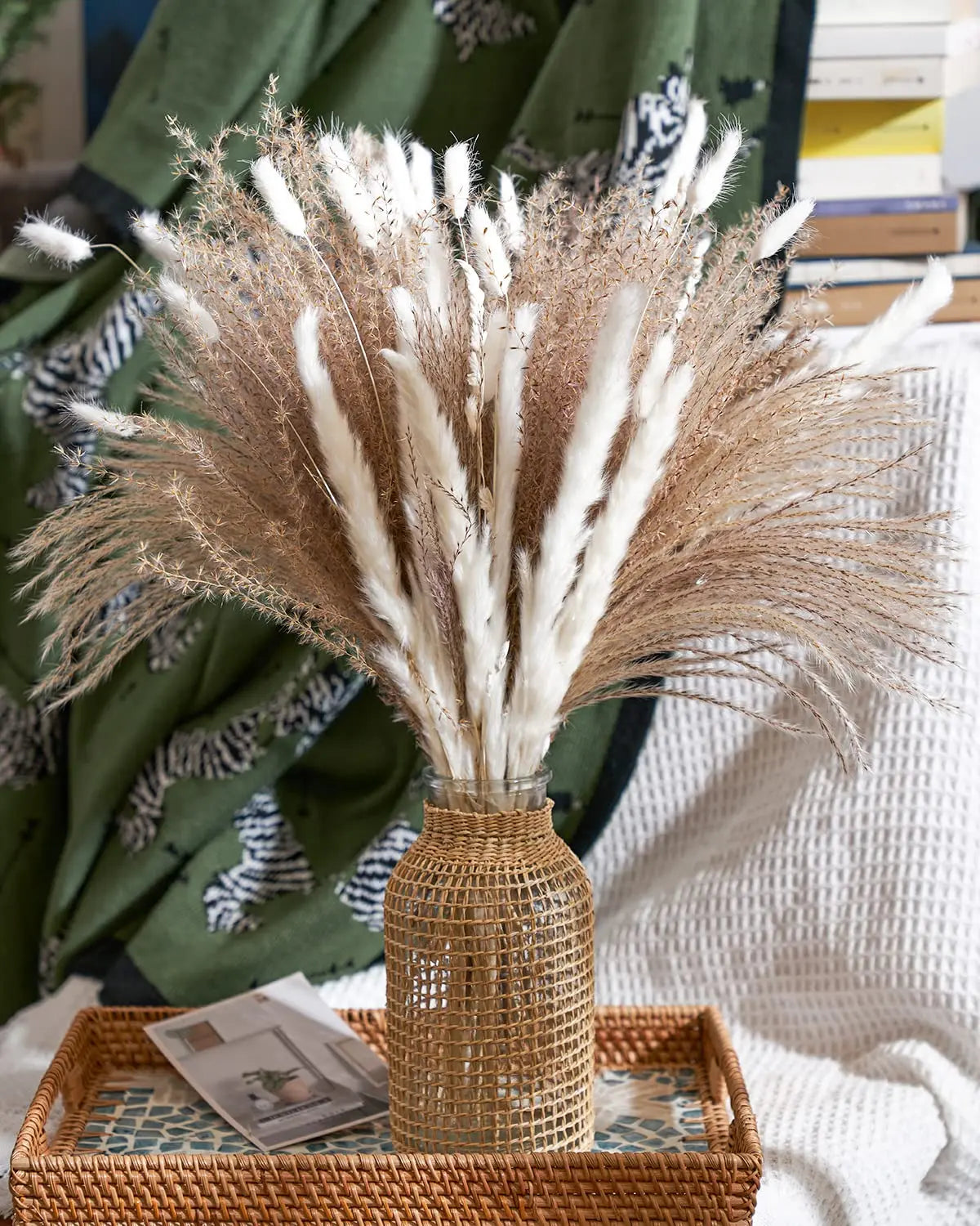 Dried Pampas Grass Decoration, Dry Flowers Bouquet Set for Living Room,Vase Arrangement,Wedding Bouquet Floral Home Decor