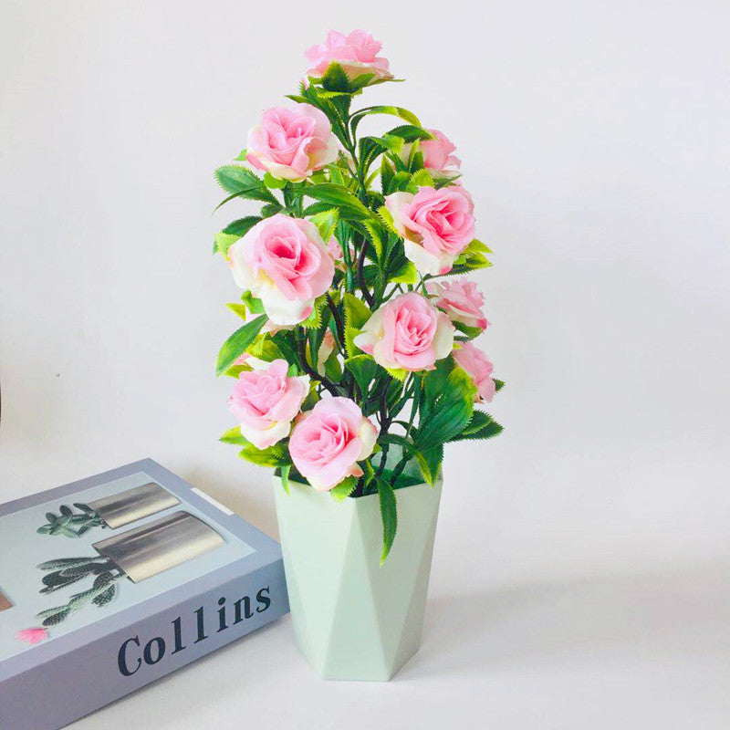 17 Flowers Tea Rose Artificial Flower Potting Decoration