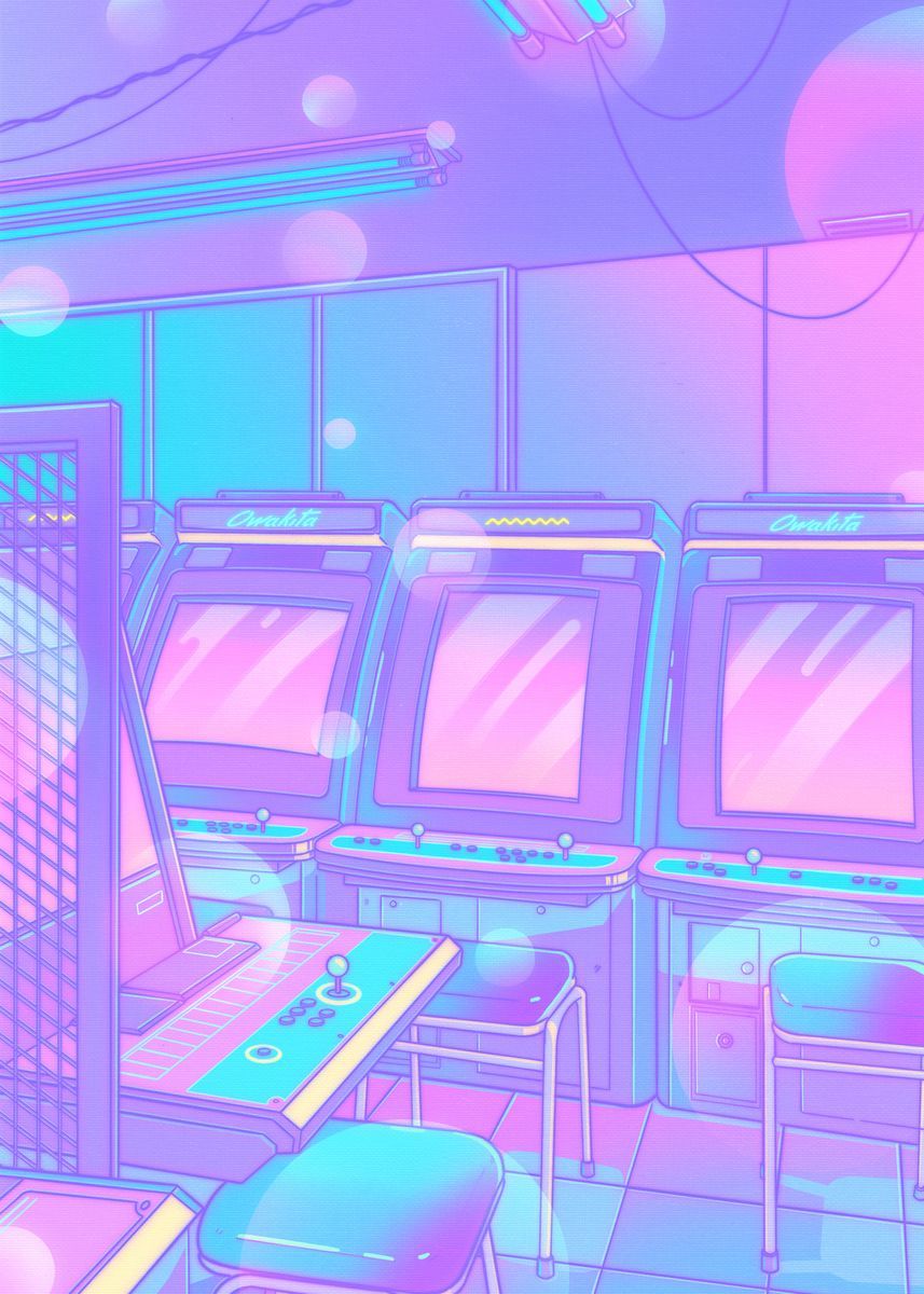 80s Vaporwave Style Poster City Night Street Cat