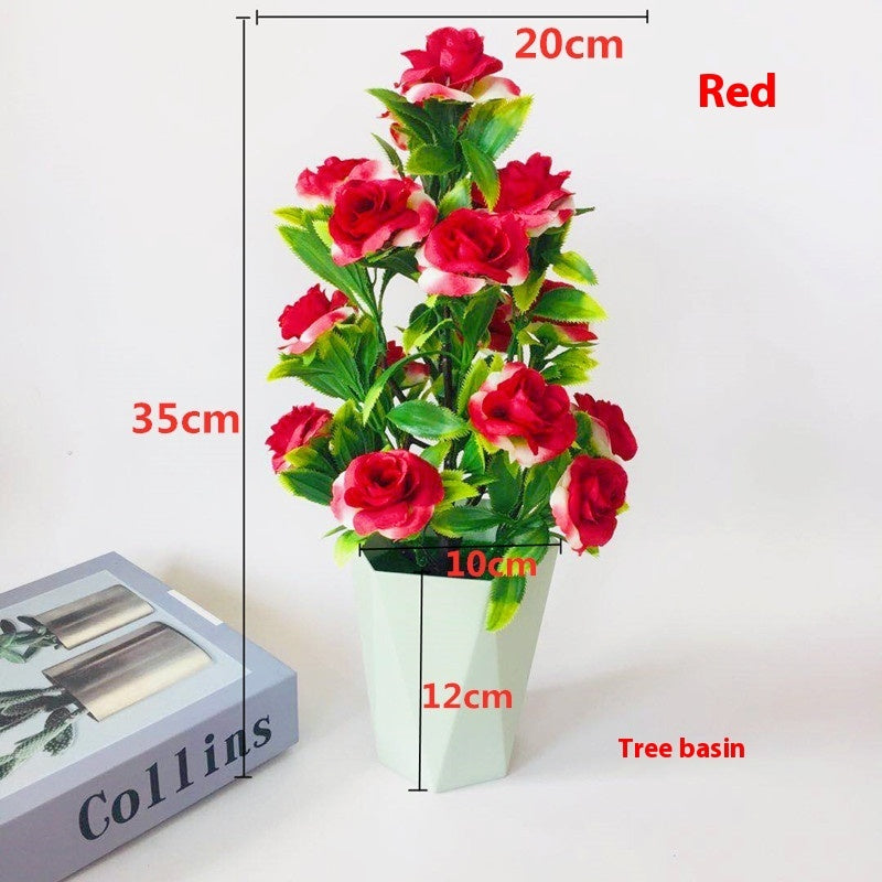 17 Flowers Tea Rose Artificial Flower Potting Decoration