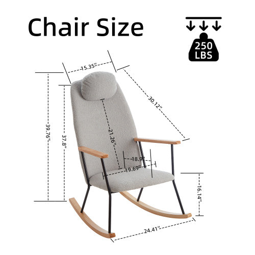 Modern Rocking Chairs Upholstered Chairs Comfortable Side Chairs For Children's Rooms, Bedrooms, Living Rooms